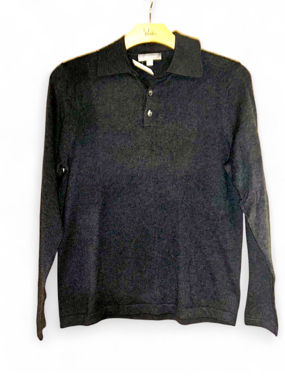 Men's Wool Merona Dark Gray Long-Sleeve Polo Sweater NWT